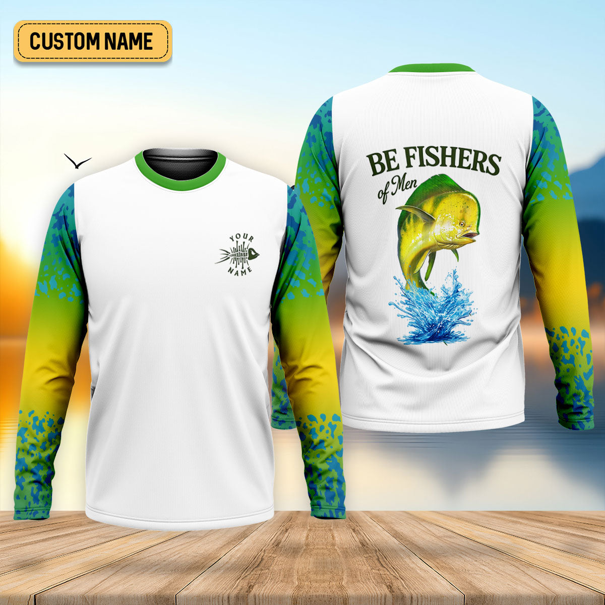 Personalized Christian Bass Fishing Shirt for Men, Be Fishers of Men UPF Fishing Shirt, Custom Name Fisherman Gift