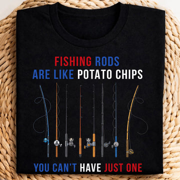 Fishing Rods Are Like Potato Chips Patriotic 4th Of July Funny Fishing Shirt, 250 Years Fishing Shirts For Men