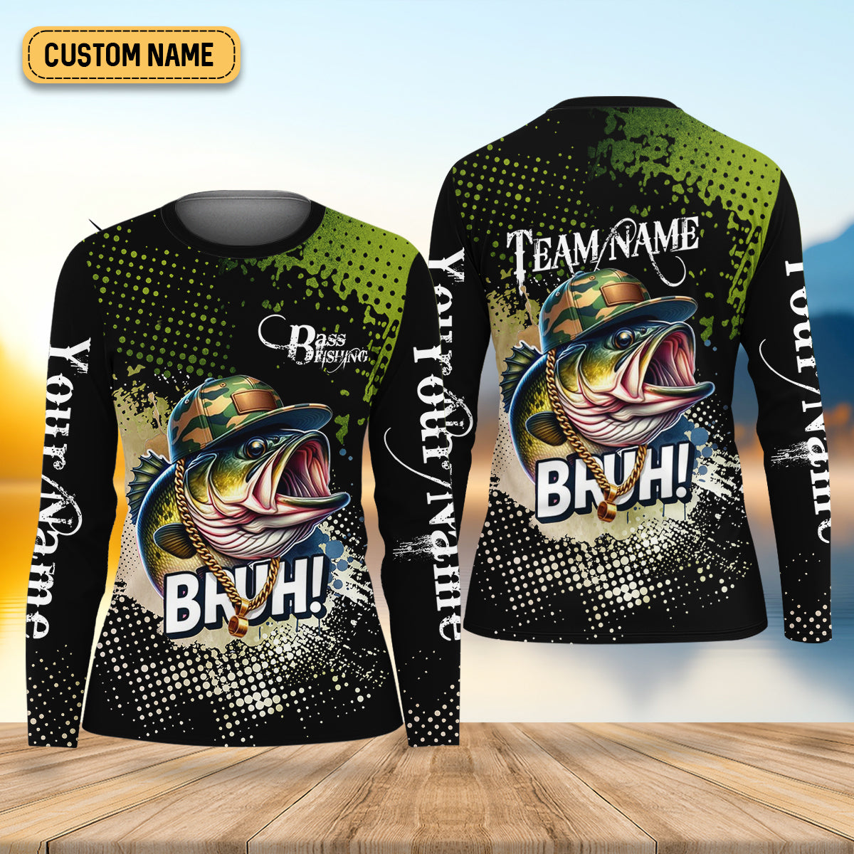 Bass Fishing Shirt, Fishing UPF Shirts, Team Fishing Shirt, SPF Long Sleeve Shirts Womens