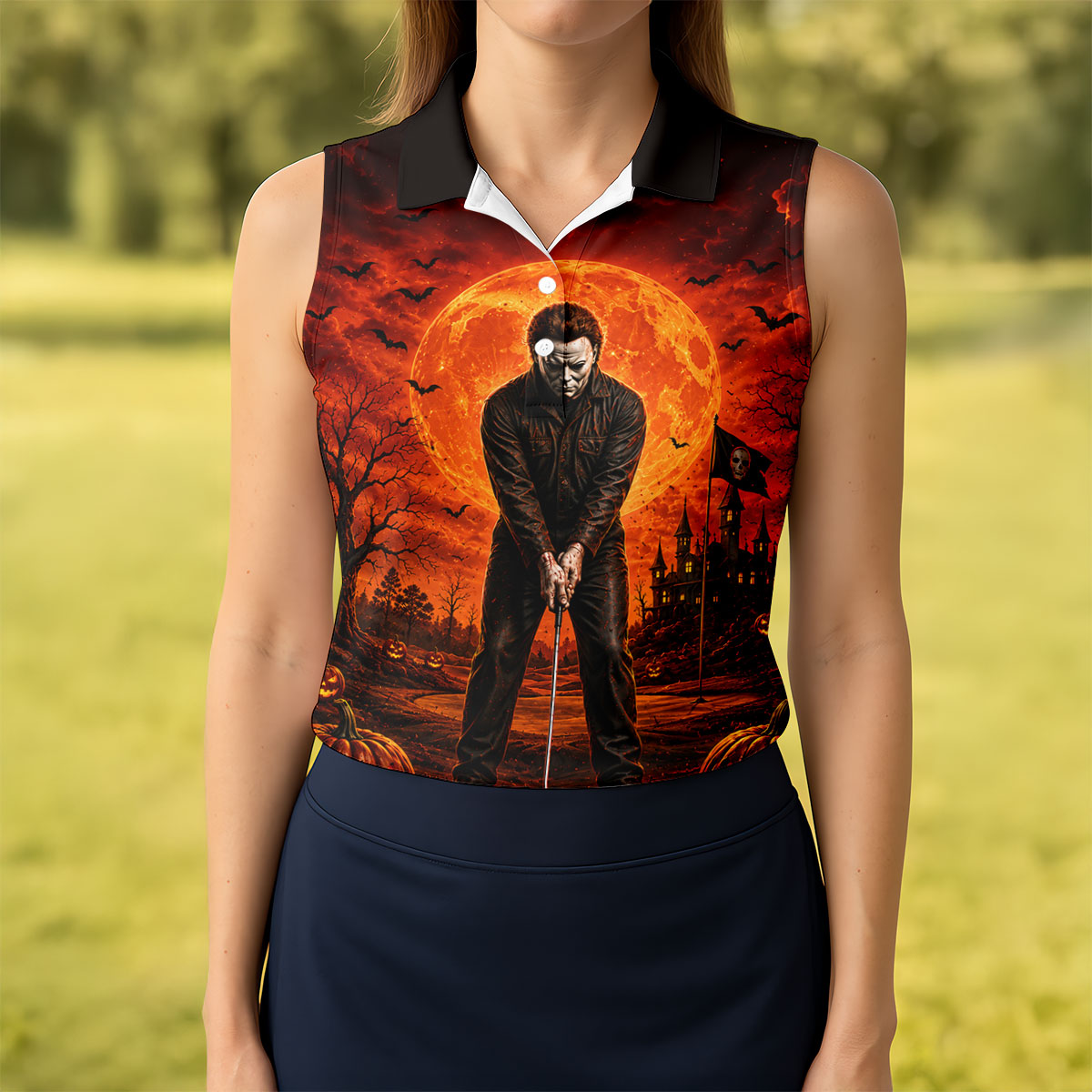You Can't Kill The Bogeyman Halloween Golf Polo Shirt, Women’s Golf Polo, Womens Golf Tops