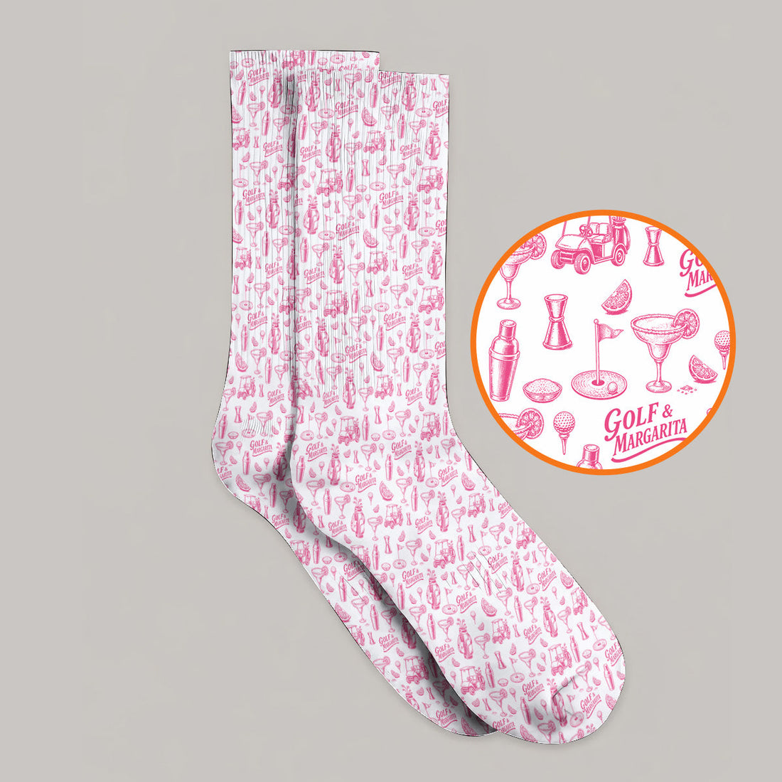 Golf & Margarita Pattern Golf Sock, Margarita Lover Golf Socks, Funny Golf Gift For Golfer