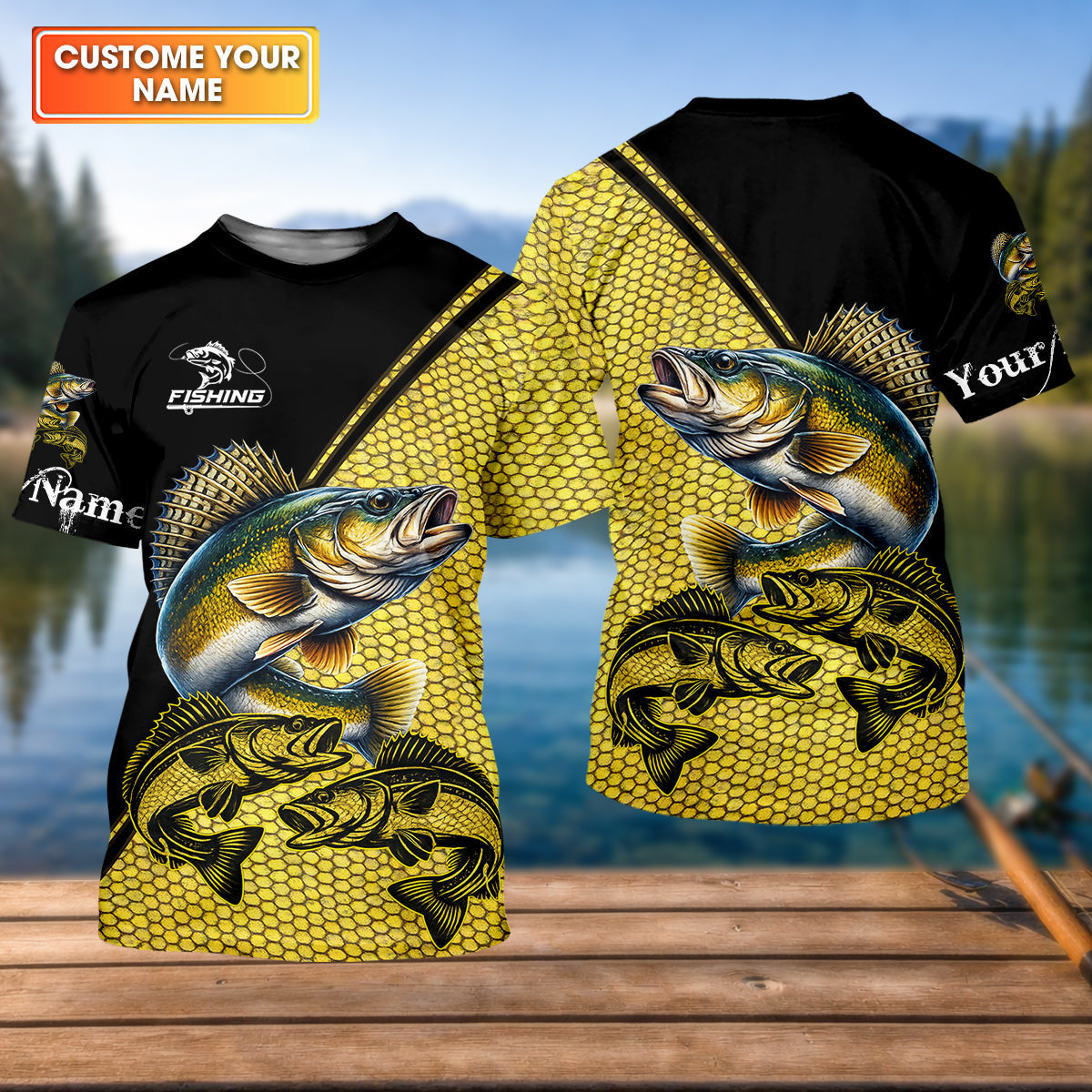 Personalized Walleye Fishing UPF Shirt, Fishing Long Sleeve Shirt, Fishing Shirt For Men