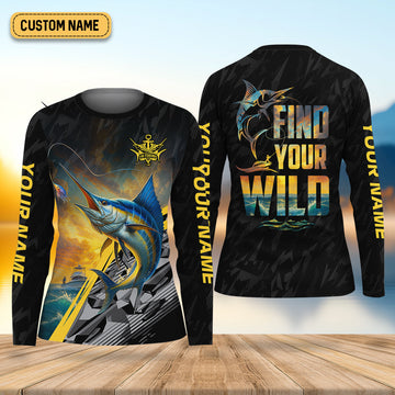 Find Your Wild Swordfish Fishing Women SPF Shirt, Fishing Shirt For Women, Female Fishing Shirts