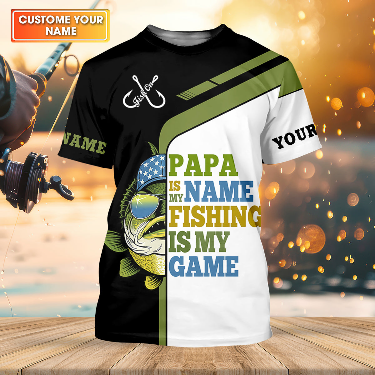 Papa Is My Name Fishing Is My Game Funny Fishing Shirt For Dad, Fishing UPF Shirts, Fishing Shirts For Men
