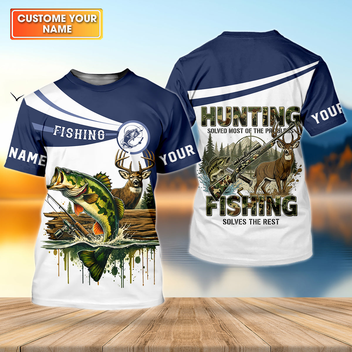 Hunting Fishing Camo Fishing Shirt, Fishing UPF Shirt, Personalized Fishing Shirt For Men, Fishing Shirts For Men