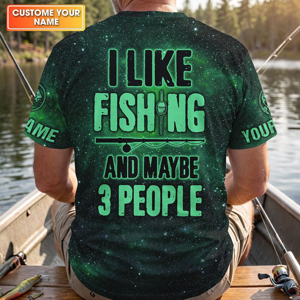 I Like Fishing And Maybe 3 People Shirt, Personalized Bass Fishing Long Sleeve For Men