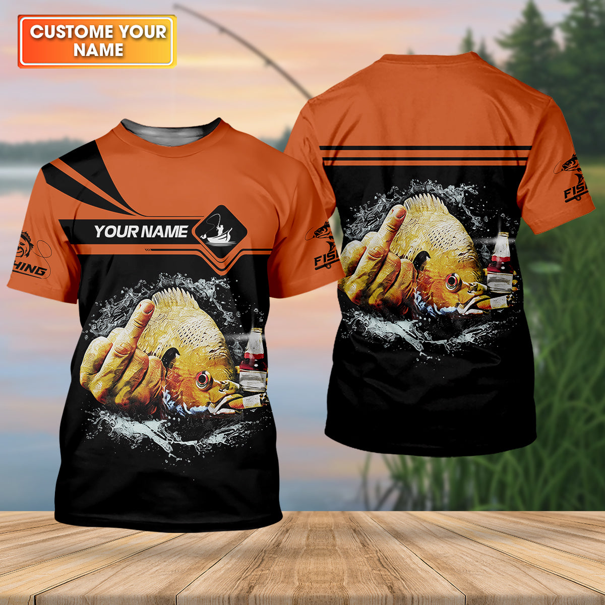 Funny Middle Finger, Personalized Fishing Shirt, Savage Angler Long Sleeve for Men, Fishing Shirts For Men