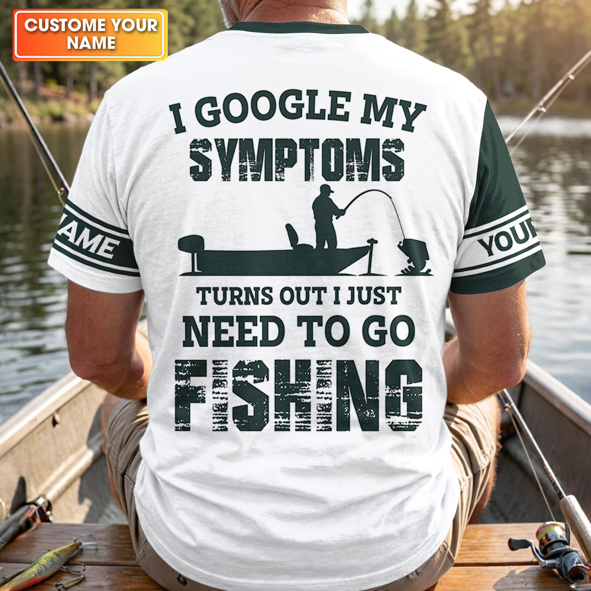 Personalized Funny Fishing Shirt, I Google My Symptoms Need To Go Fishing, Fishing UPF Shirts