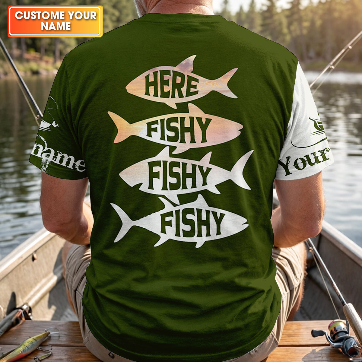 Here Fishy Fishy Funny Fishing Shirt, Fisherman Beer Shirt For Men, Custom Fishing Gift