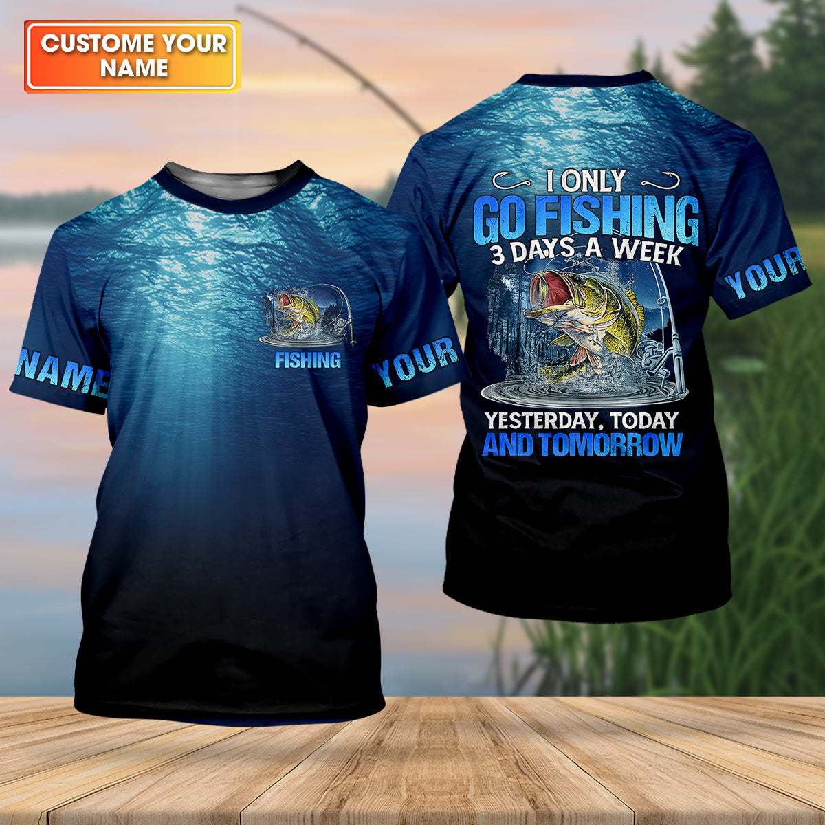 Personalized Funny Bass Fishing Shirt, Go Fishing 3 Days A Week Shirt, Fishing UPF Shirts