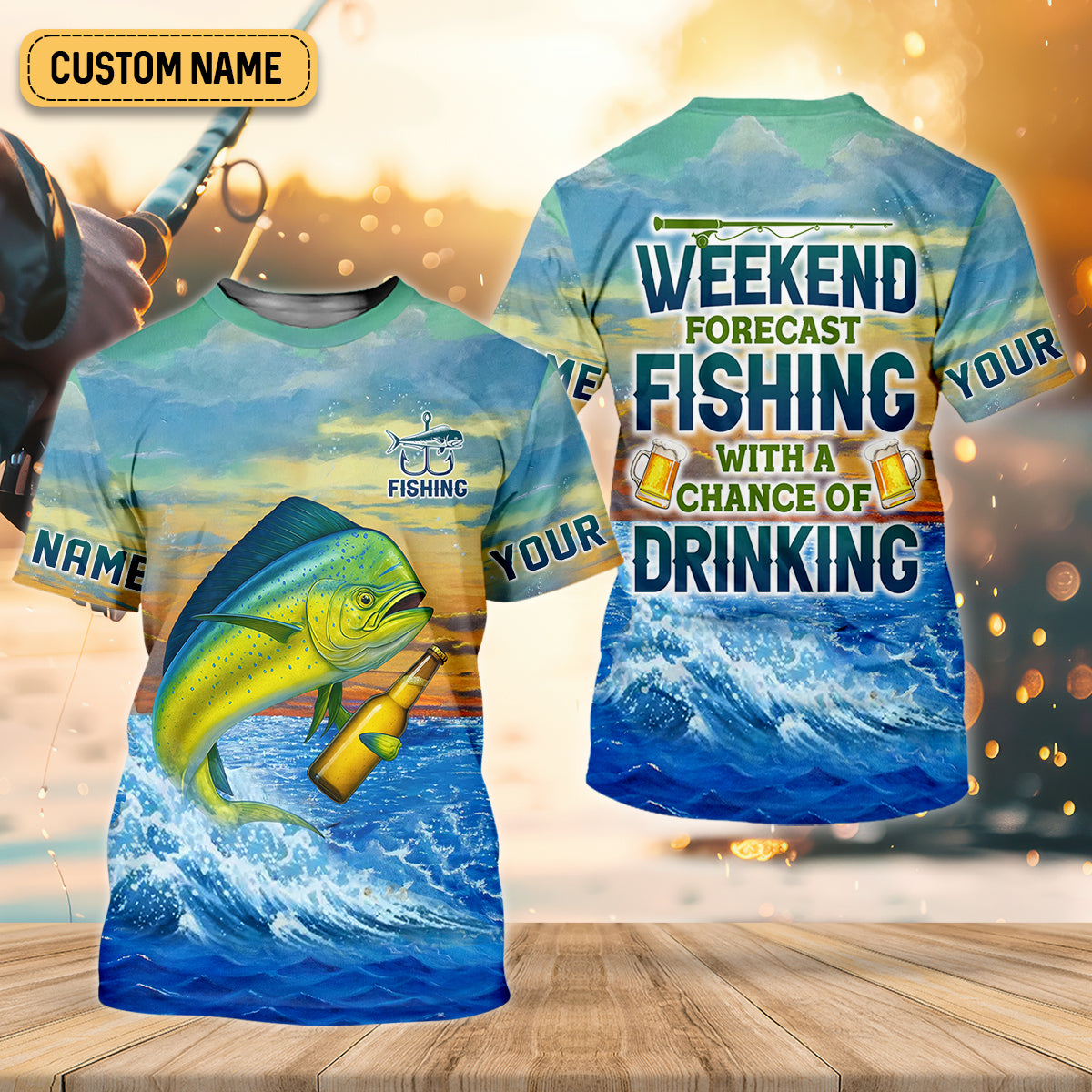 Weekend Forecast Fishing With A Chance Of Drinking Women's Fishing Shirt, Mahi Fishing Shirt, UPF Fishing Shirt