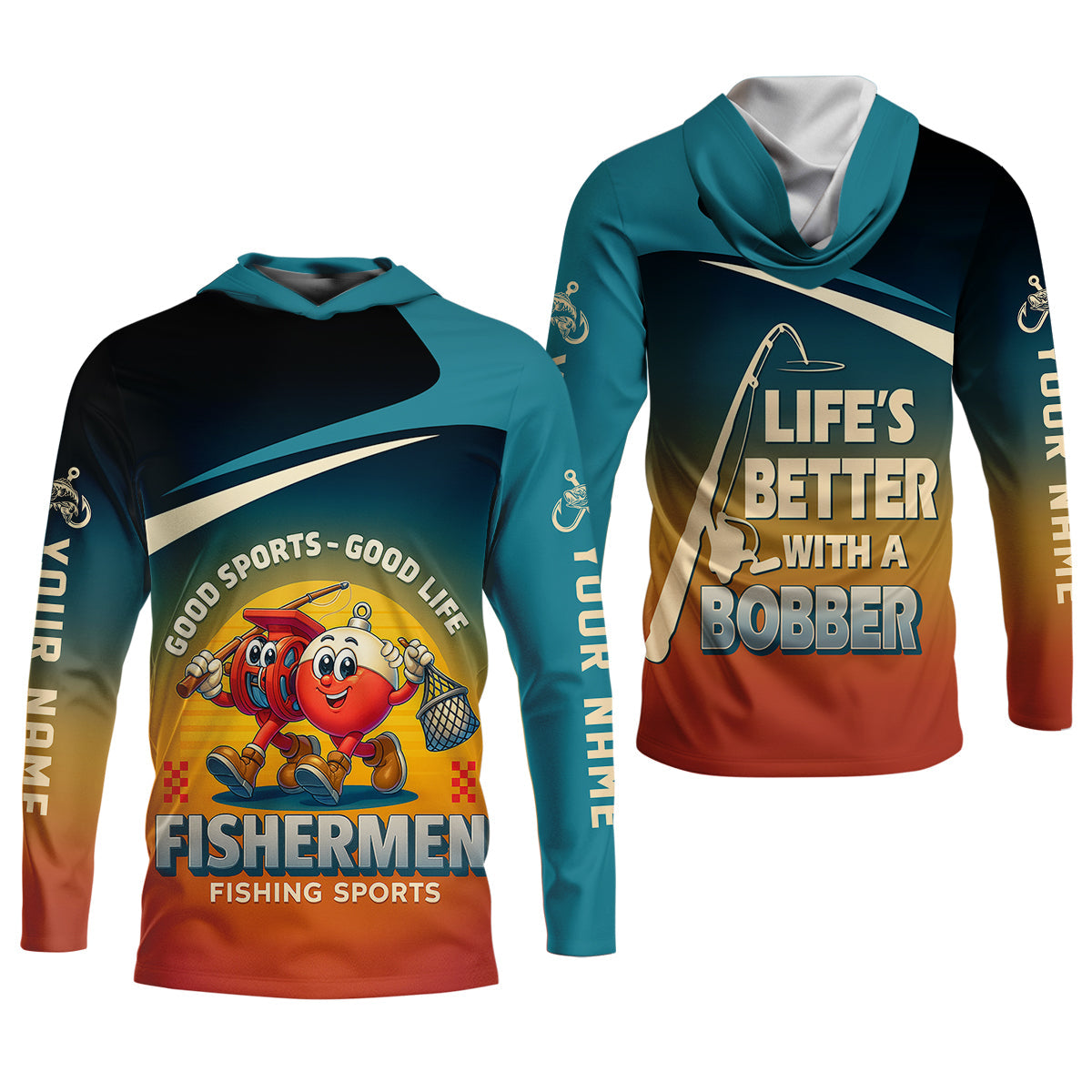 Life's Better With A Bobber Fishing UPF Shirts, Men's Fishing Shirts Long Sleeve, Presents For Fishermen