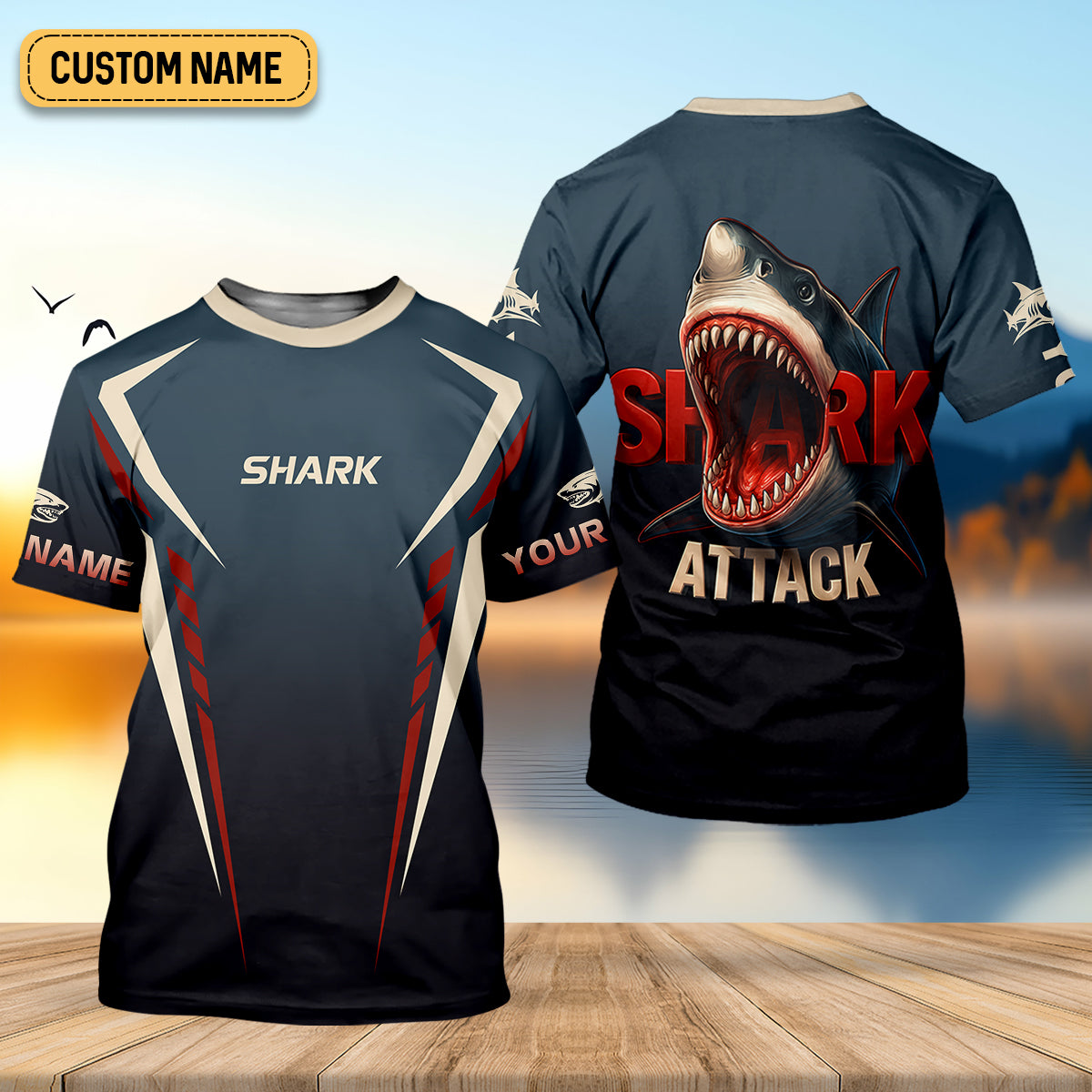 Shark Attack Fishing UPF Shirts, Fishing Tournament Shirt, Custom Fishing Shirt, Presents For Fishermen