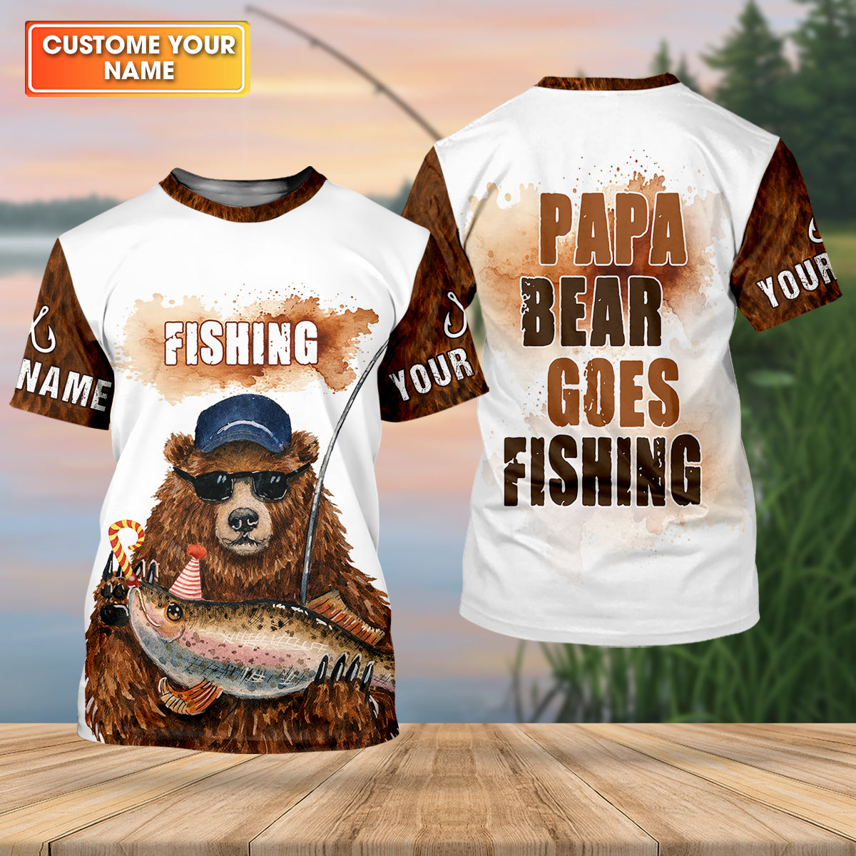 Papa Bear Goes Fishing Funny Fishing Shirt, Fishing UPF Shirts, Father's Day Fishing Shirts For Men