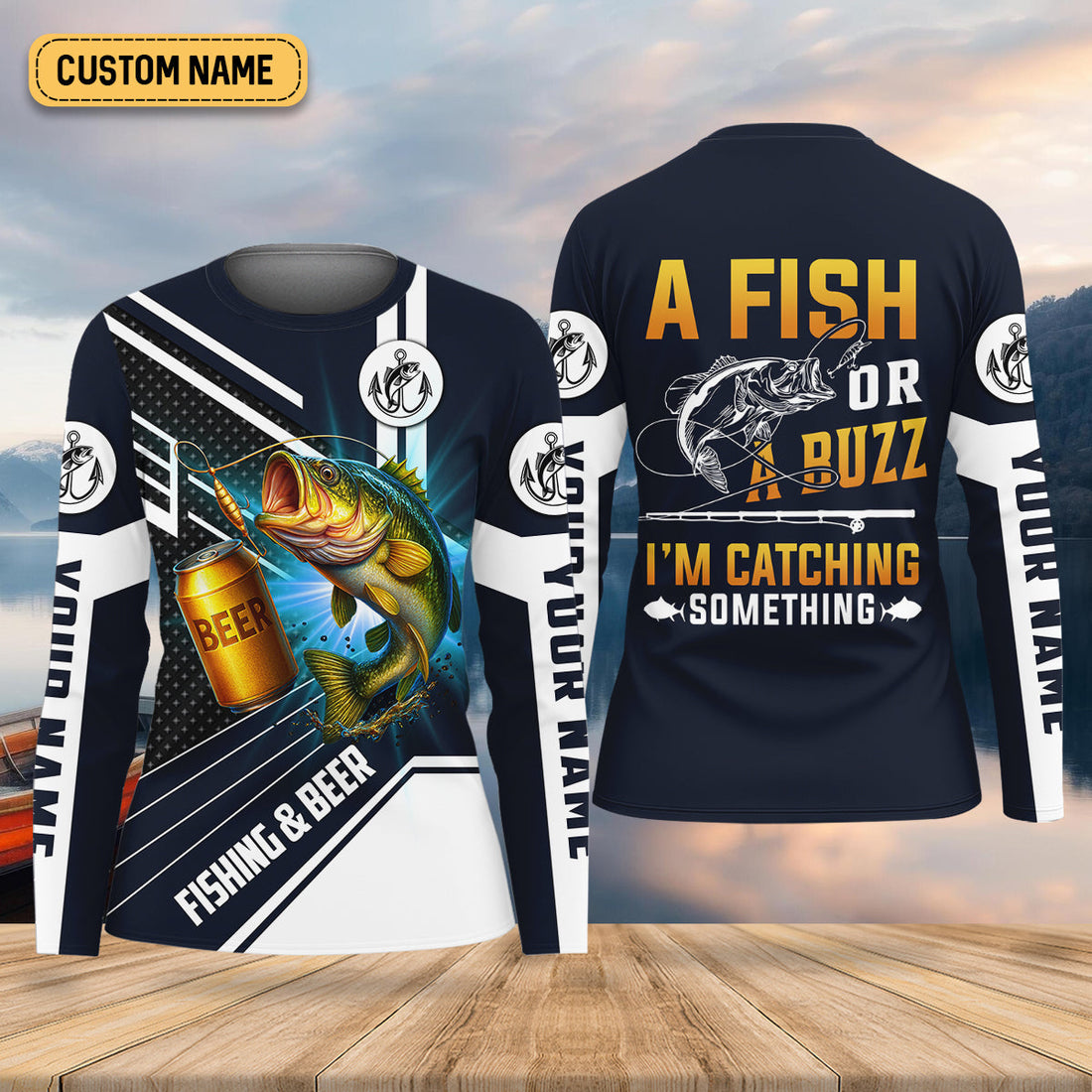 A Fish Or A Buzz I'm Catching Something Funny Fishing Shirt, Fishing And Beer Women SPF Shirt
