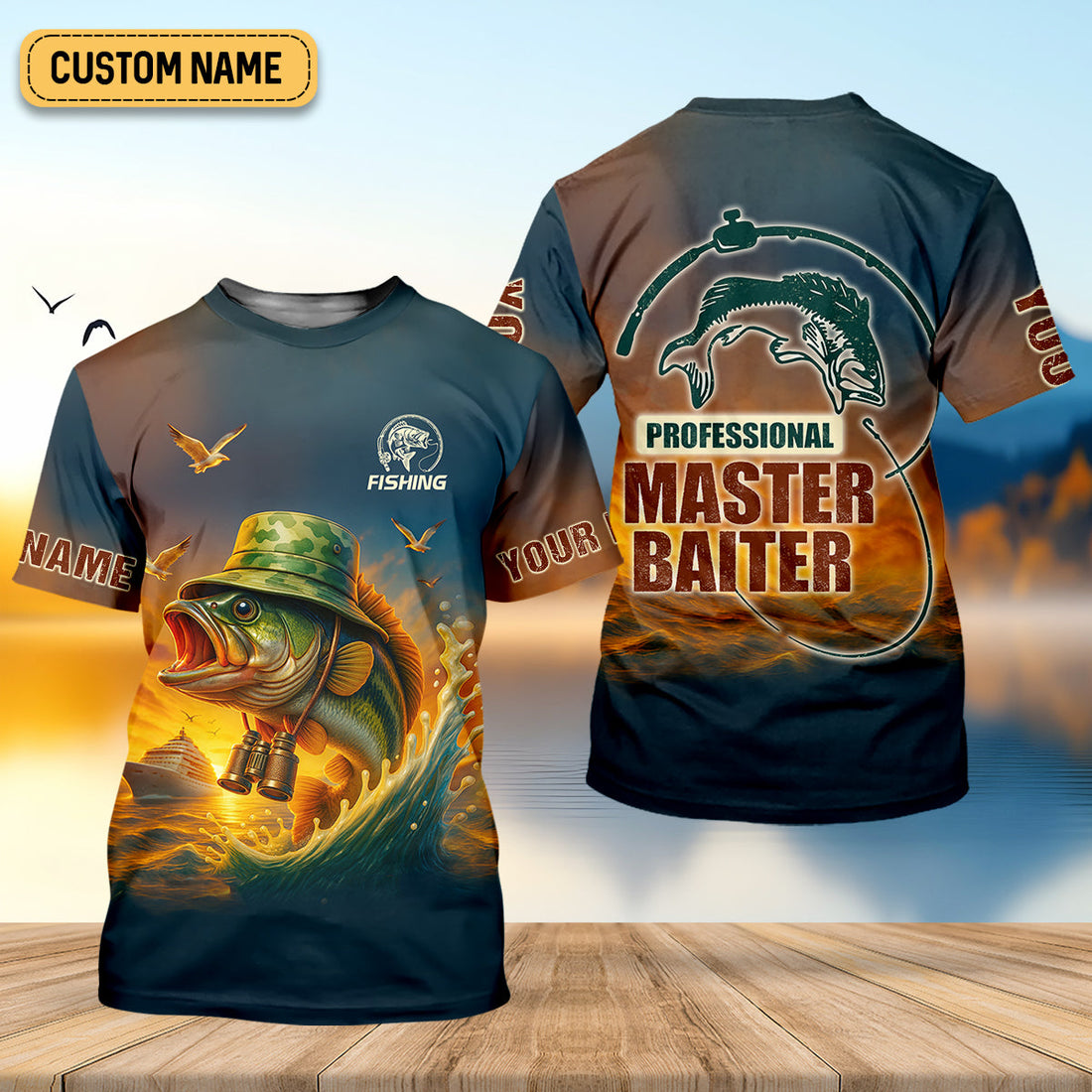 Professional Master Baiter Sunset Fishing UPF Shirts, Fisherman Outfit, Presents For Fishermen