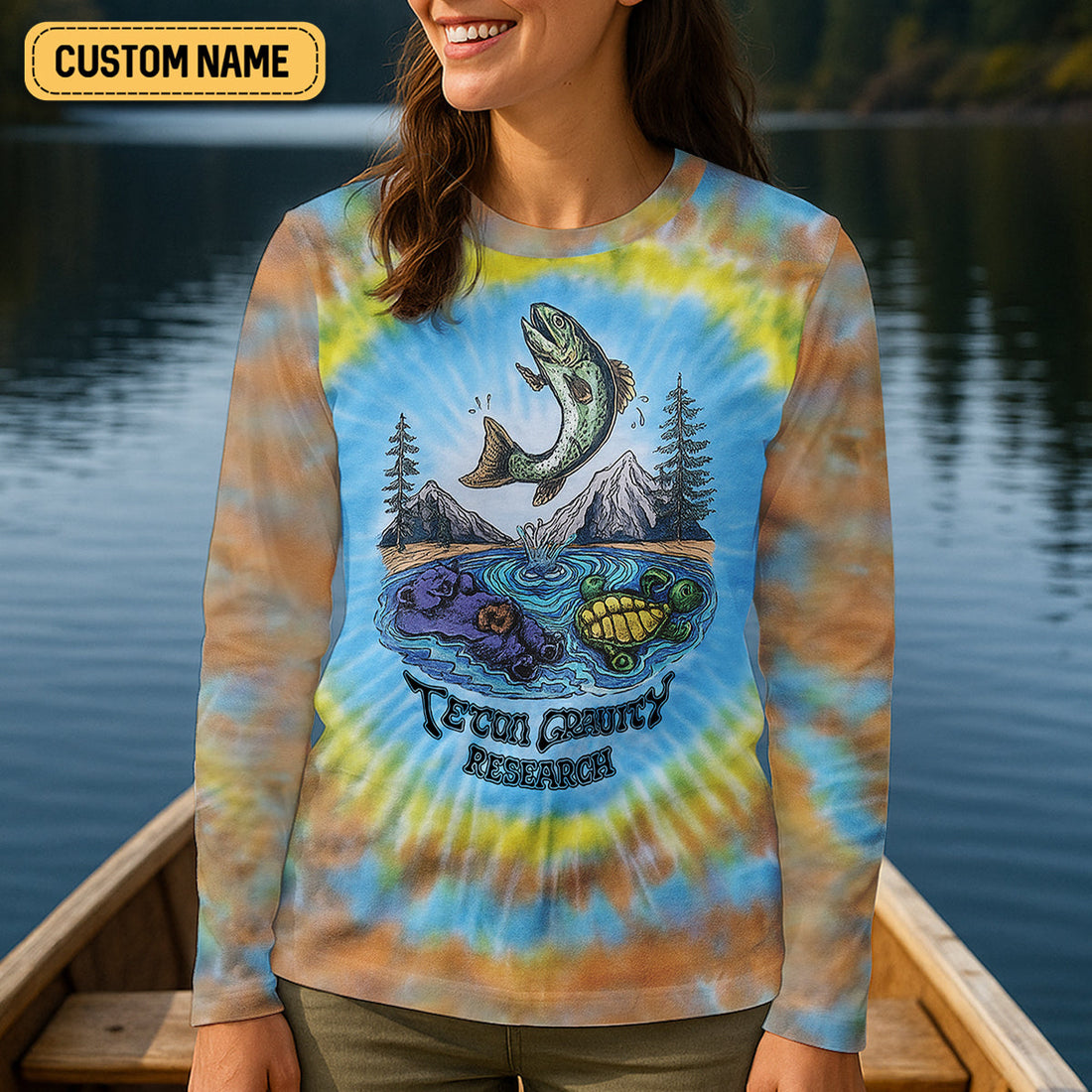 Tie Dyed Pattern Fishing UPF Shirts, Women SPF Shirt, Fishing Shirt For Women, Women Fishing Shirt