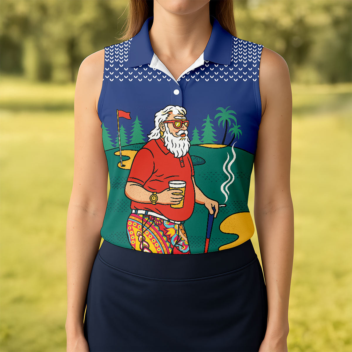 Vintage Bearded Golfer With Paisley Pants Golf Polo Shirt, Women’s Golf Polo, Golf Tops For Women