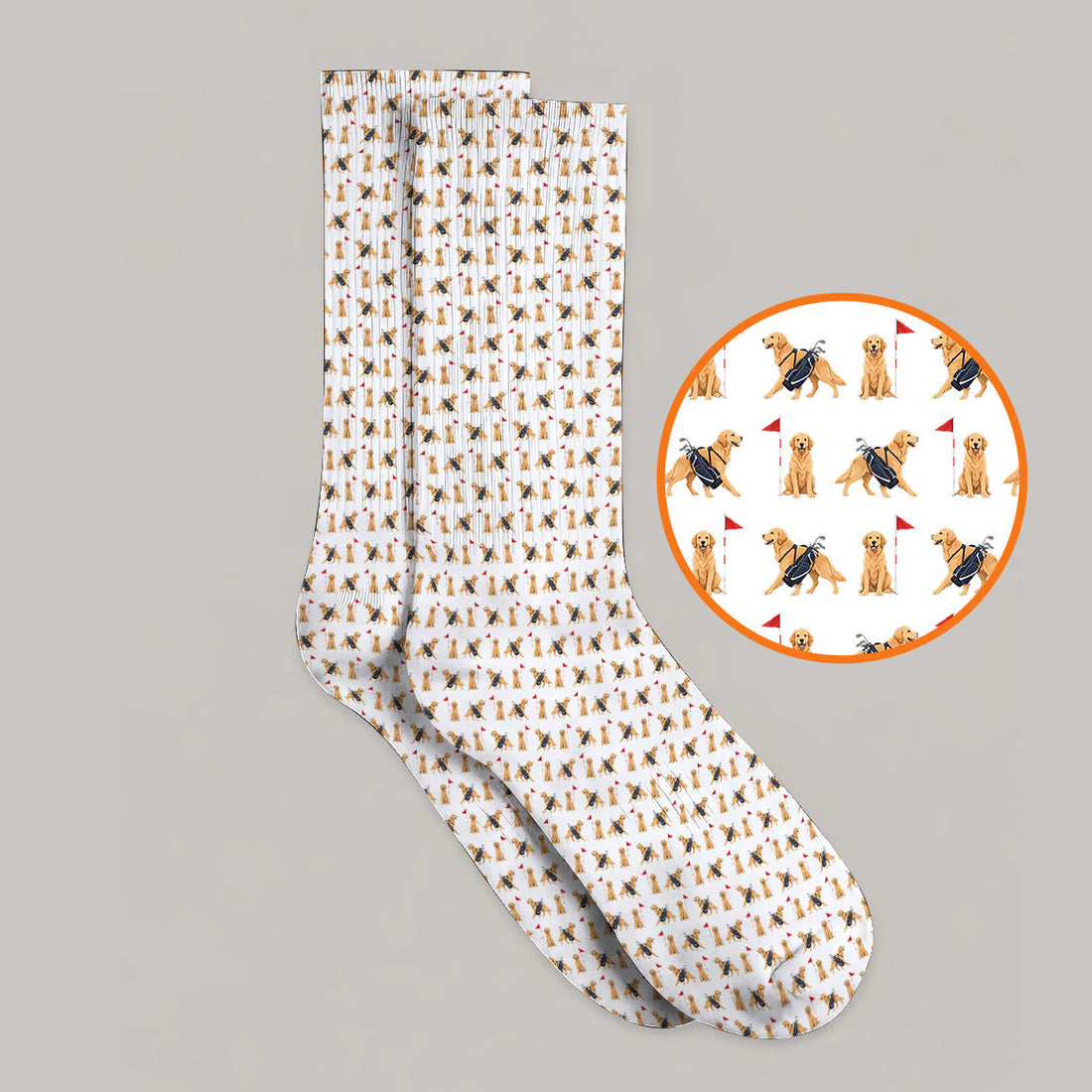Funny Golden Retriever Golf Sock, Golden Retriever Pattern Golf Socks, Dog Lover Golf Shirt