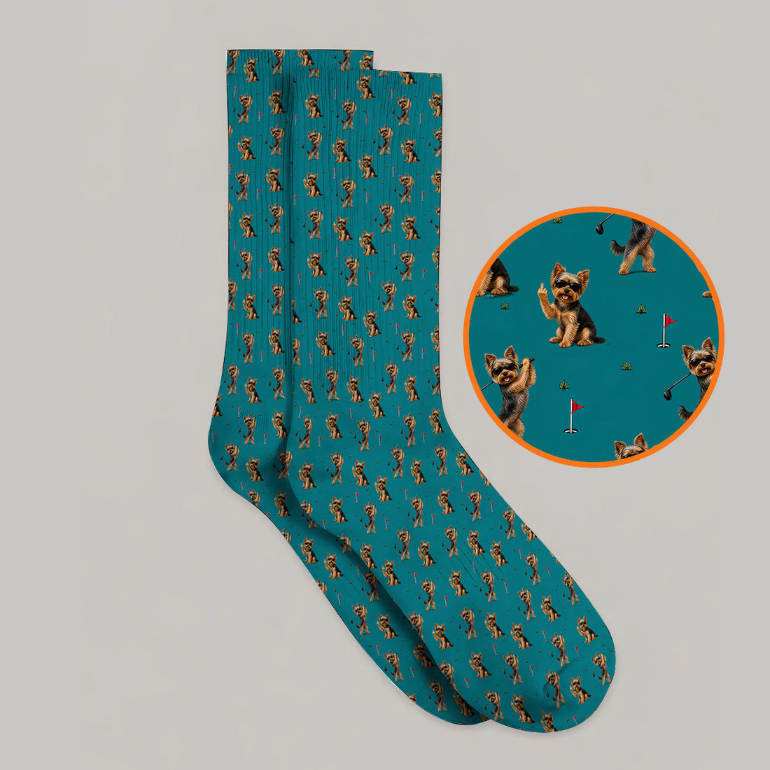 Funny Yorkshire Terrier Golf Socks, Cool Yorkie Pattern Golf Sock, Gift For Golf Lovers