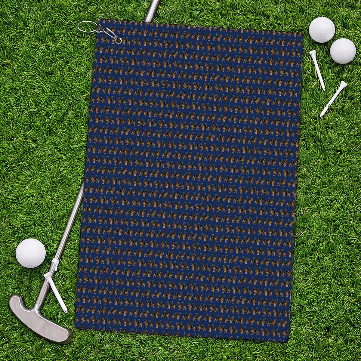 German Shepherd Golf Towel, Dog Lover Pattern Golf Towel, Funny Golfer Dog Gift