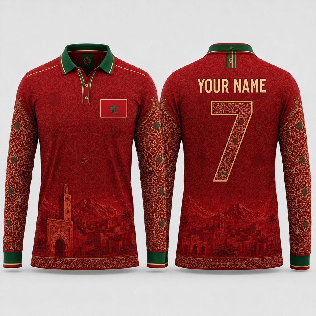 Moroccan Fooball Shirt, Moroccan Zellige Tile V-Neck For Men Football Lover, Football Gifts