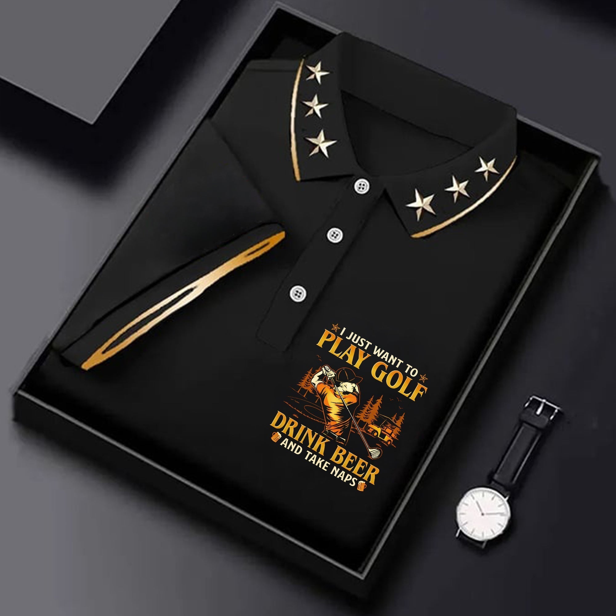 I Just Want To Play Golf Drink Beer And Take Naps Black Golf Shirt, Fun Women's Golf Shirts