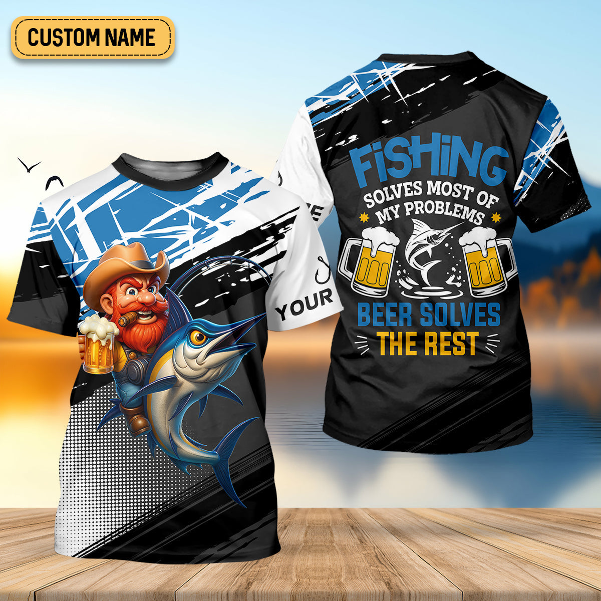 Fishing Solves Most Of My Problems Beer Solves The Rest Funny Fishing Shirt, SPF Shirt For Men, Gift For Fisherman