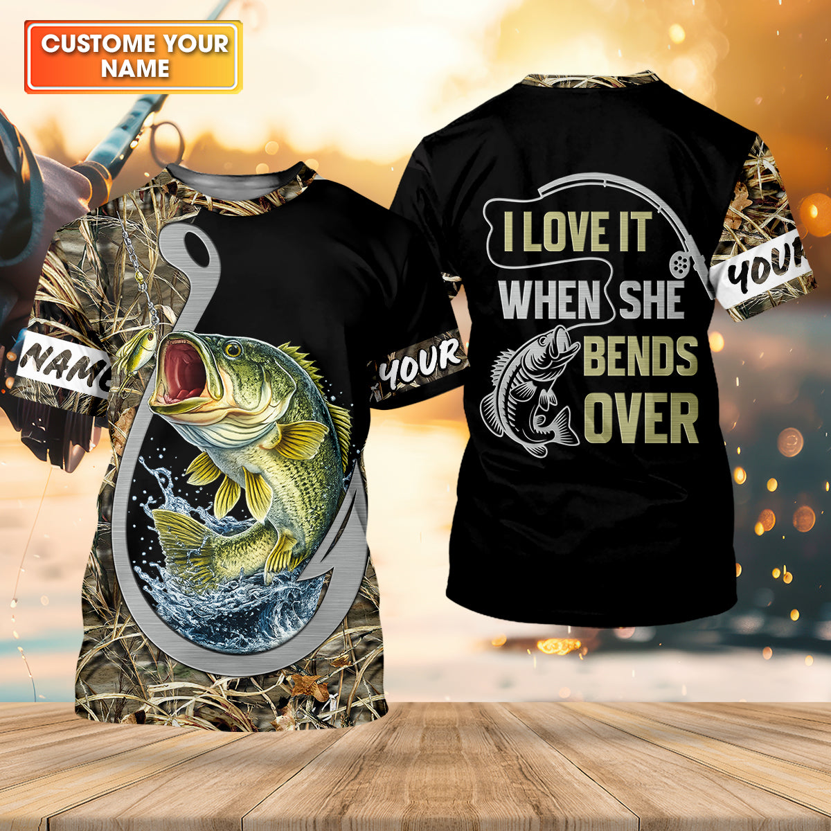 Love It When The Line Bends, Fishing UPF Shirts, Funny Fishing Shirt