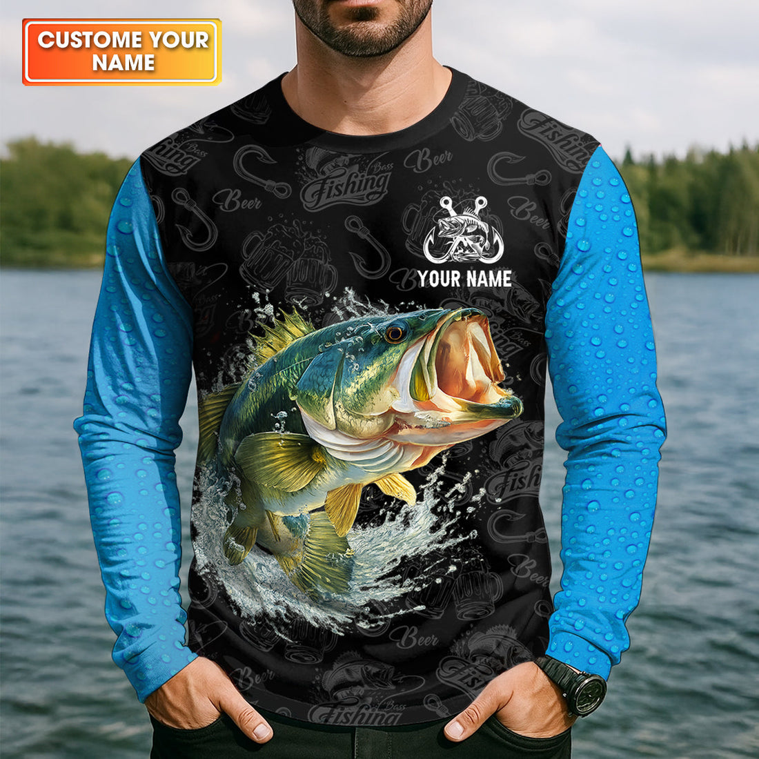 Fishing And Beer That’s Why I’m Here UPF Fishing Shirt, Personalized Custom Name