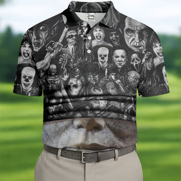 Pale Mask Horror Character Halloween Polo Shirt, Polo Shirts For Men, Mens Golf Apparel