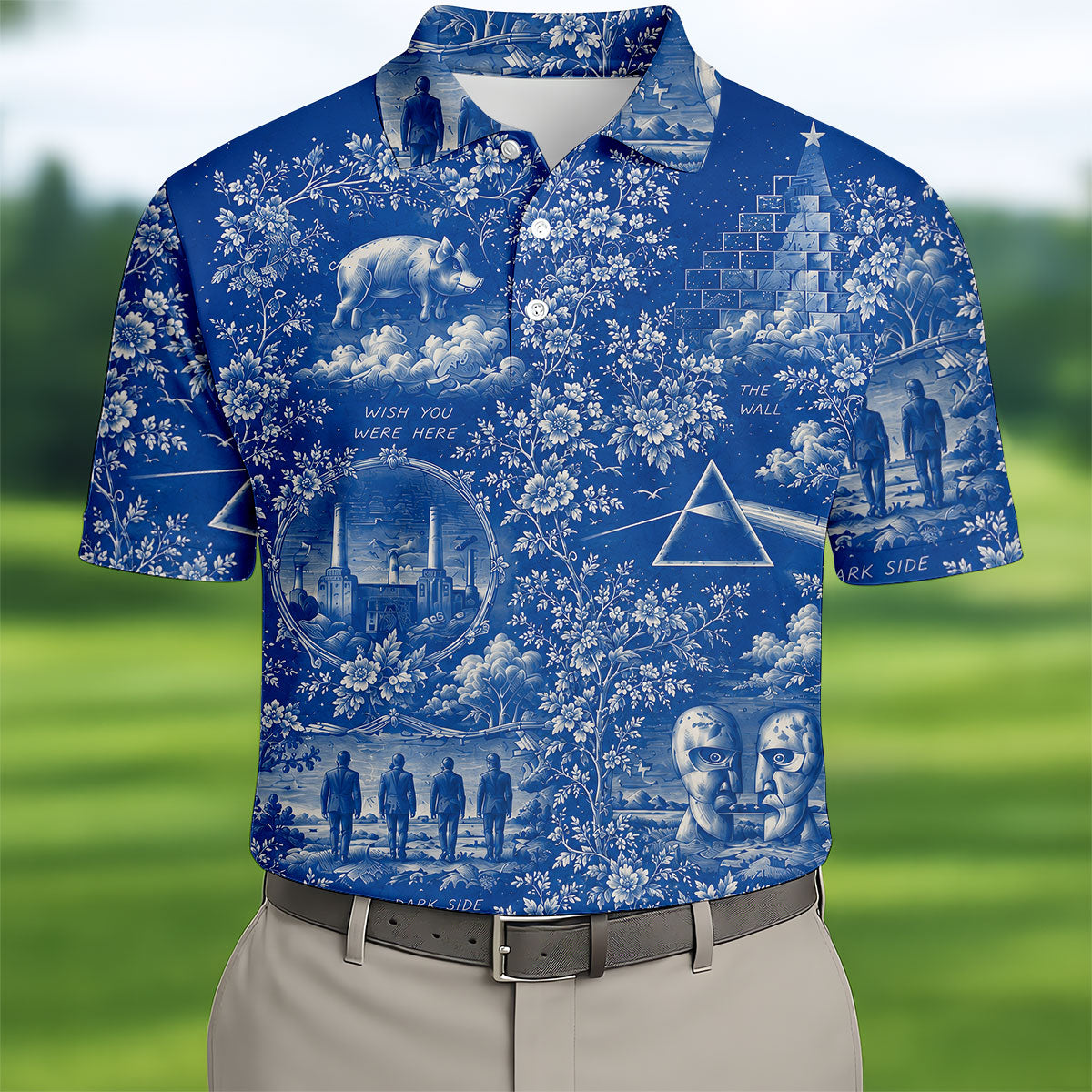 Surreal Retro Music Art Pattern Polo Shirt, Mens Golf Polo, Golf Polo Shirts For Men