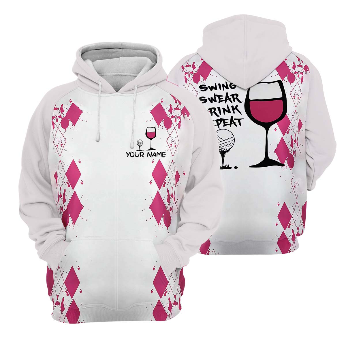 Swing Swear Drink Repeat Womens Golf Polo ShirtGolfing Apparel, Womens Golf Gifts