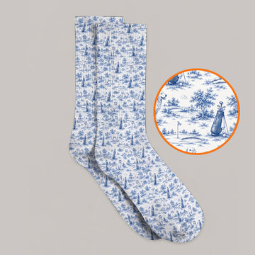 Golden Retriever Golf Sock, Toile De Jouy Golden Pattern Golf Socks, Crazy Golf Gift For Golfer