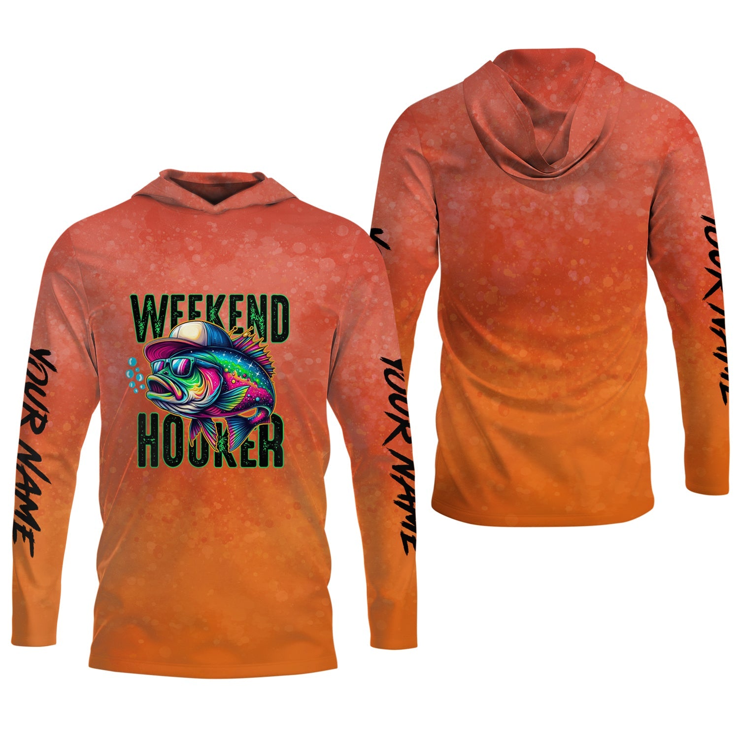 Weekend Hooker Orange Fishing Shirt, Fishing UPF Shirts, Hooded Sun Shirt, Gift For Fisherman