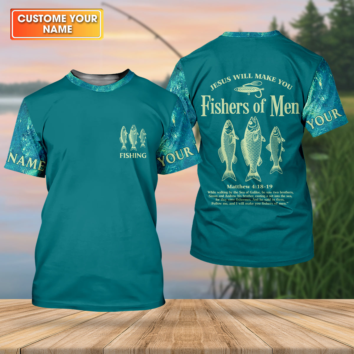 Jesus Will Make You Fishers Of Men Christian Fishing UPF Shirts, Funny Fishing Shirt, Fishing Shirts For Men