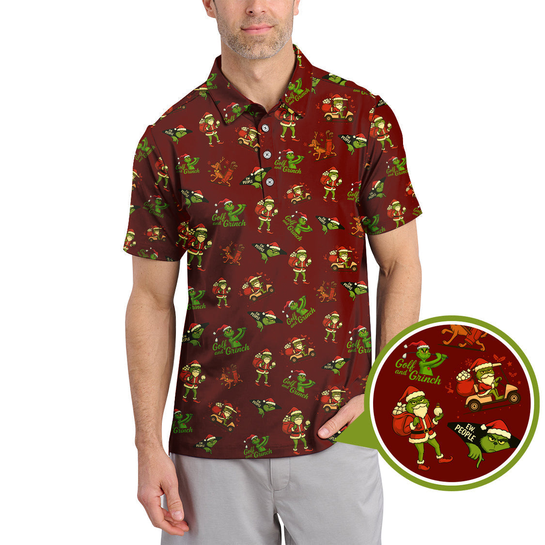 Xmas Golf Shirt For Golfer, Christmas Golf Shirt, Funny Pattern Golf Shirt For Men