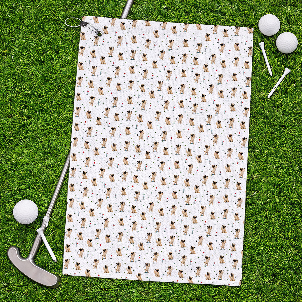 Pug Pattern Golf Towel, Funny Pug Golf Towels, Crazy Golf Gift For Golfer