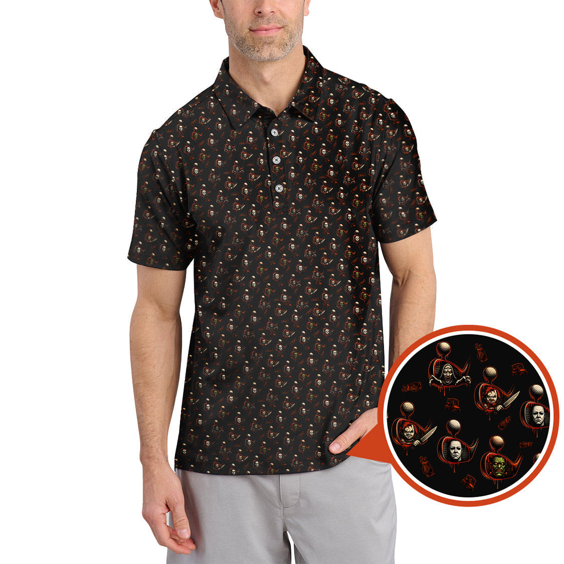 Halloween Golf Shirt For Golfer, Pattern Golf Shirt, Crazy Golf Shirt For Men