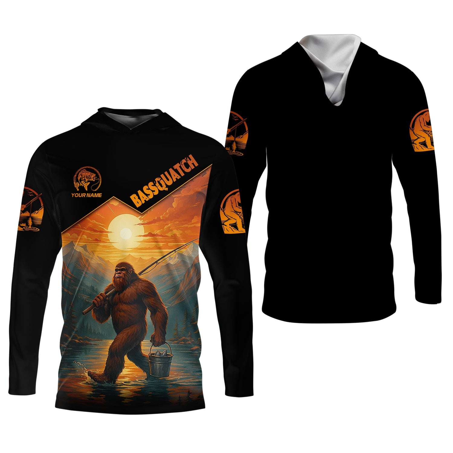 Bassquatch Bigfoot Fishing SPF Long Sleeve Shirts, Fishing Shirts For Men, Funny Fishing Shirt, Fisherman Gift