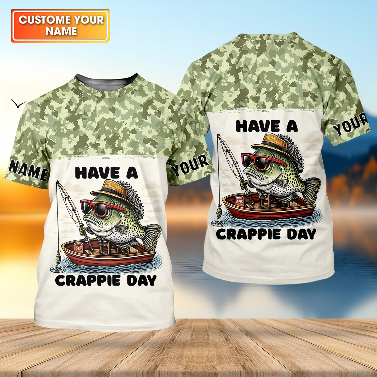 Have A Crappie Day Camo Fishing Shirt, Fishing UPF Shirts, Fishing Gift for Men, Men's Fishing Shirt