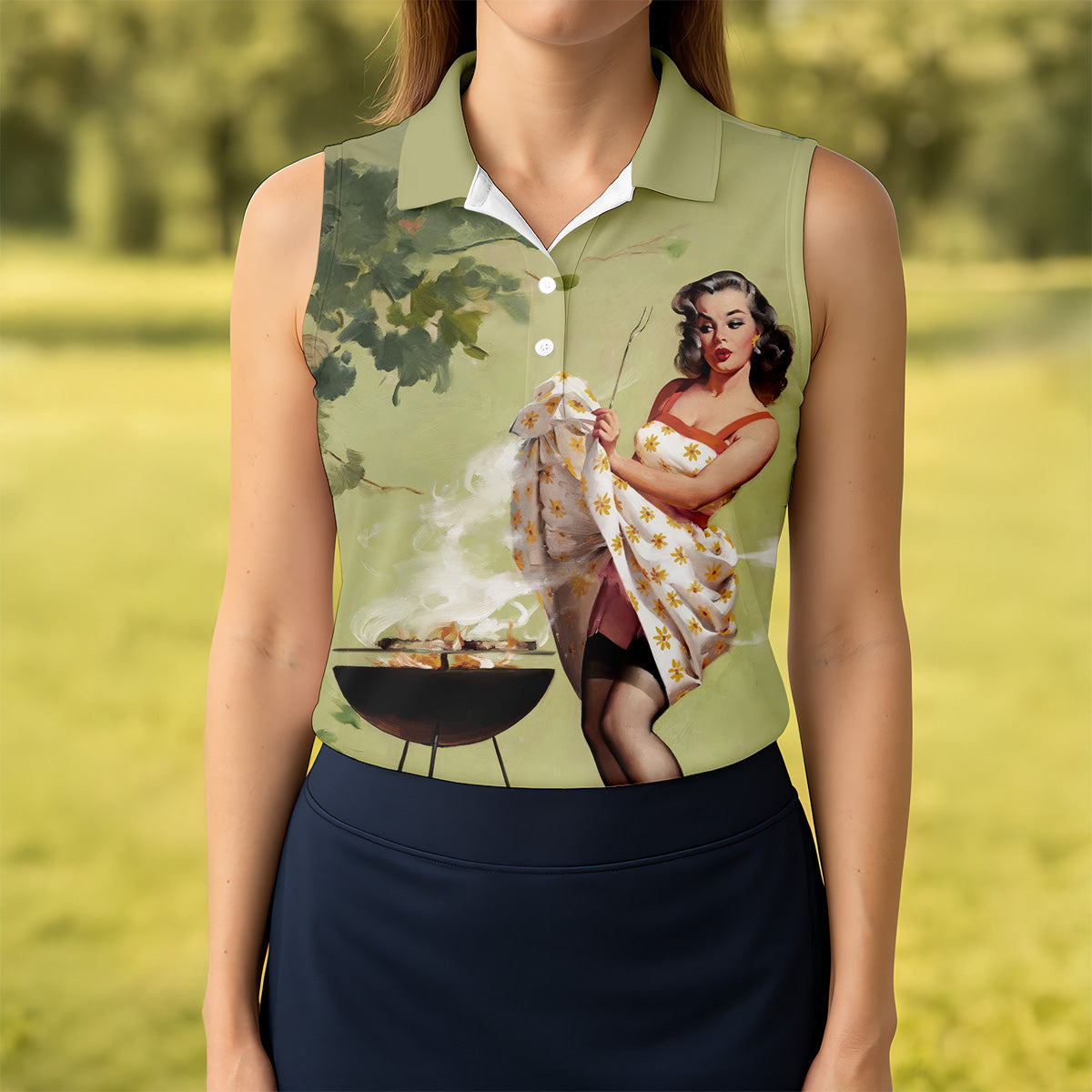 Hot Beauty Fun Women's Golf Shirts, Retro Golf Shirt, Golf Shirt For Women, Ladies Golf Shirts