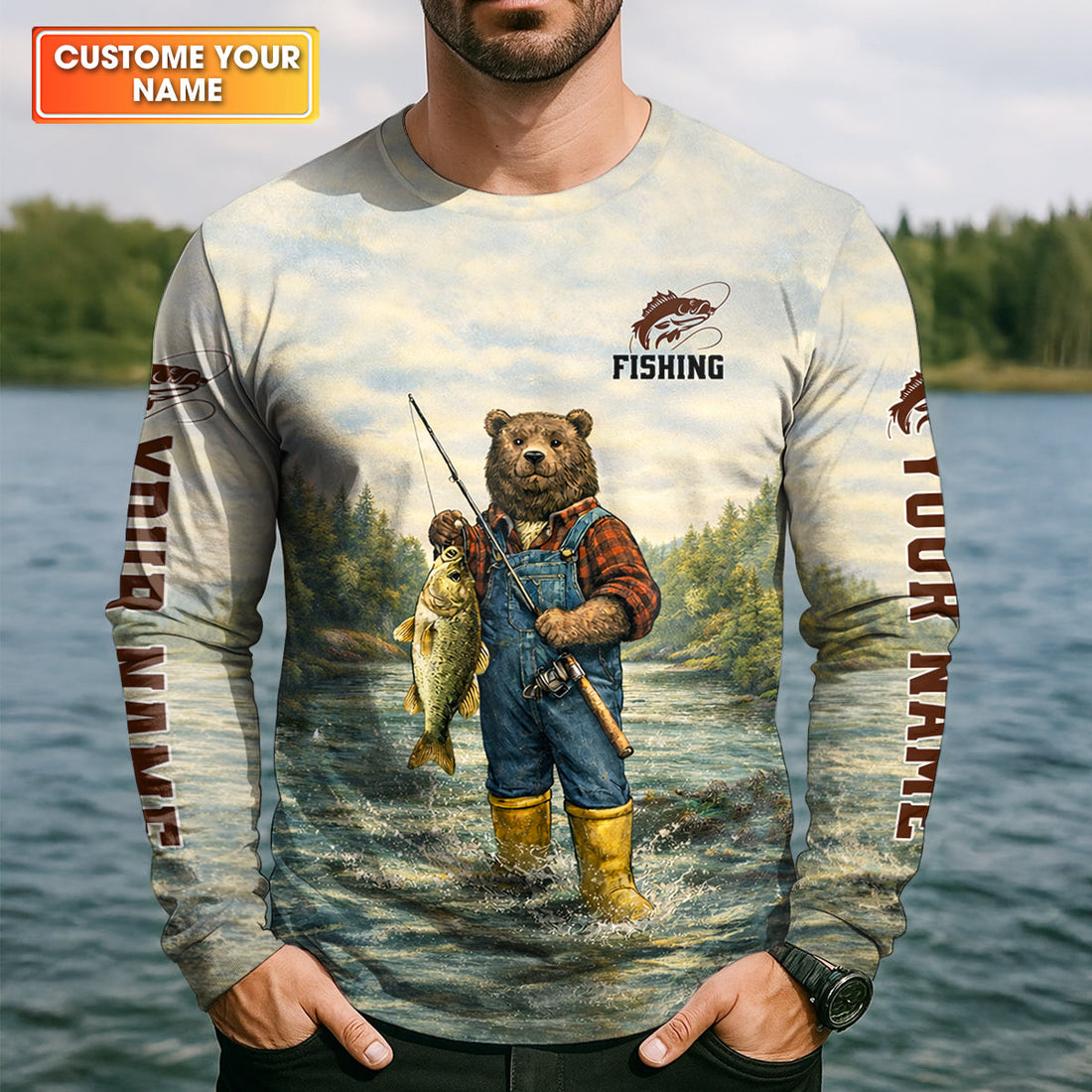 I’d Rather Be Fishing Bear – Outdoor Fishing Shirt, Fishing UPF Shirts, Funny Fishing Shirt