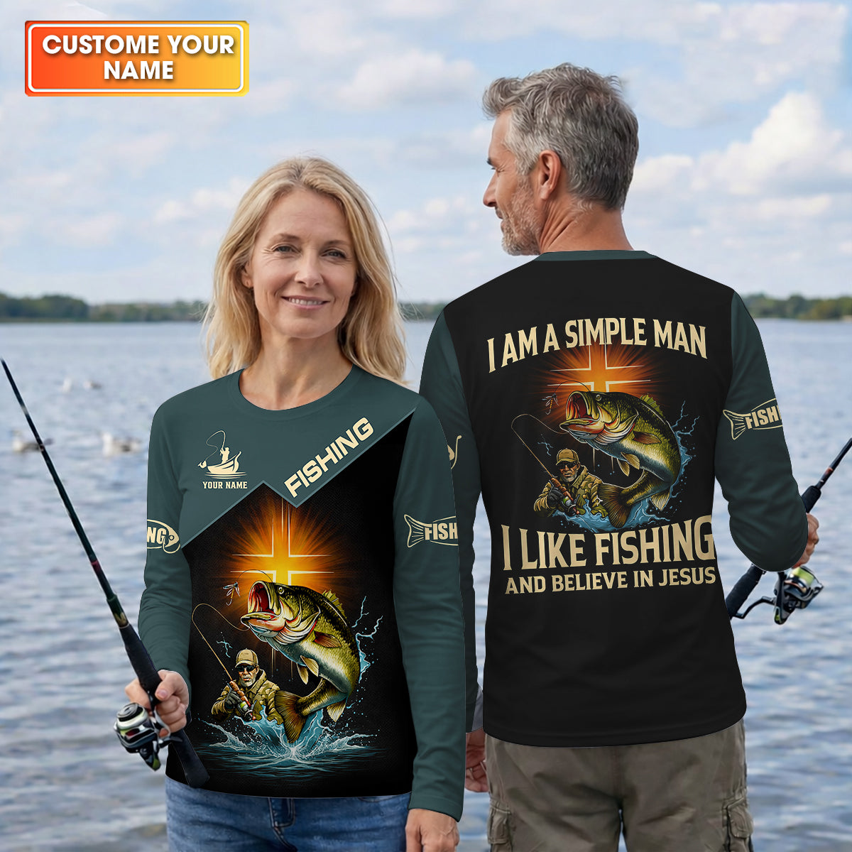 Like Fishing And Believe In Jesus Shirt, Christian Bass Fishing Long Sleeve For Men, Fishing UPF Shirts