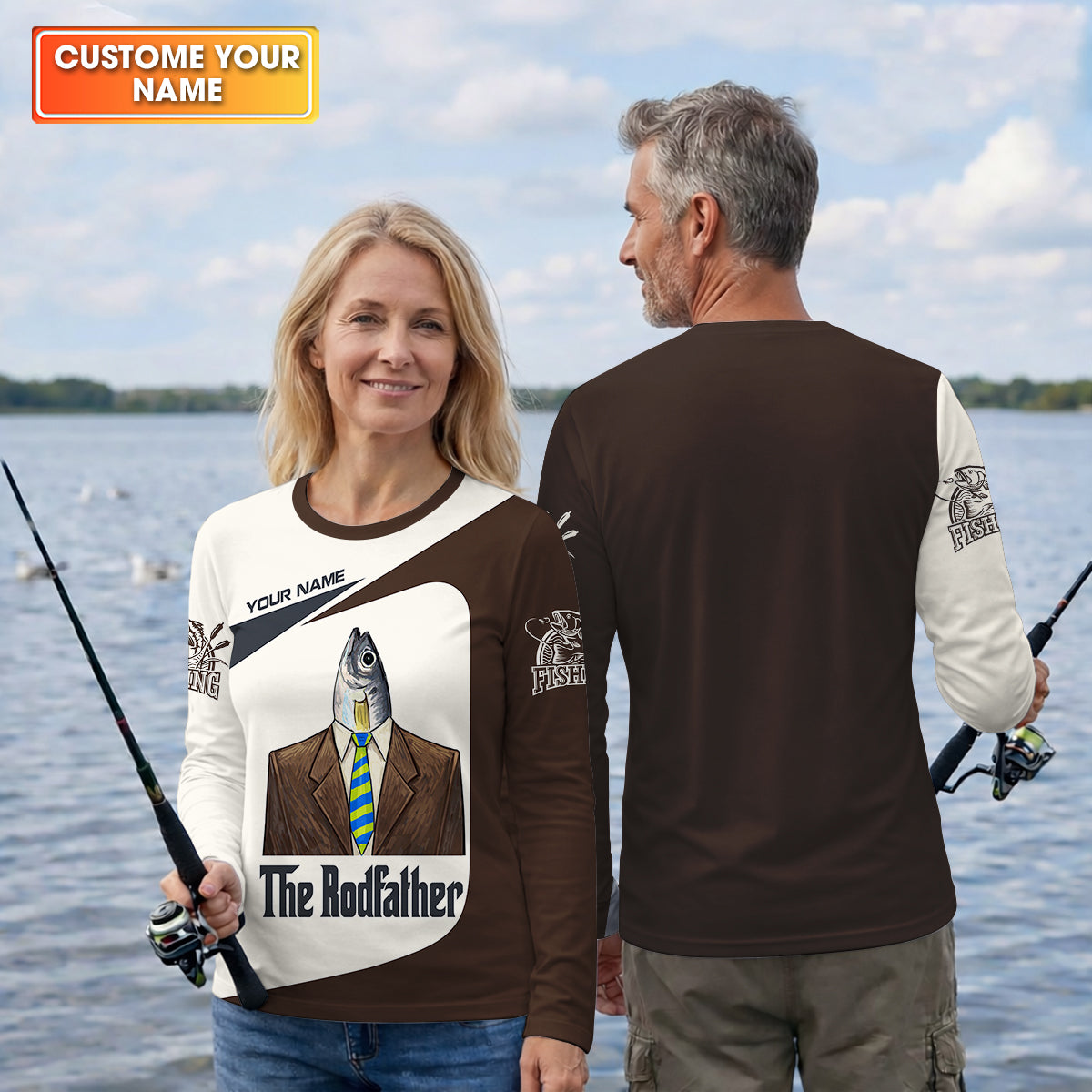 The Rodfather Fishing Shirt, Personalized Funny Angler, Mens Long Sleeve T shirts, Gift For Dad Fisherman