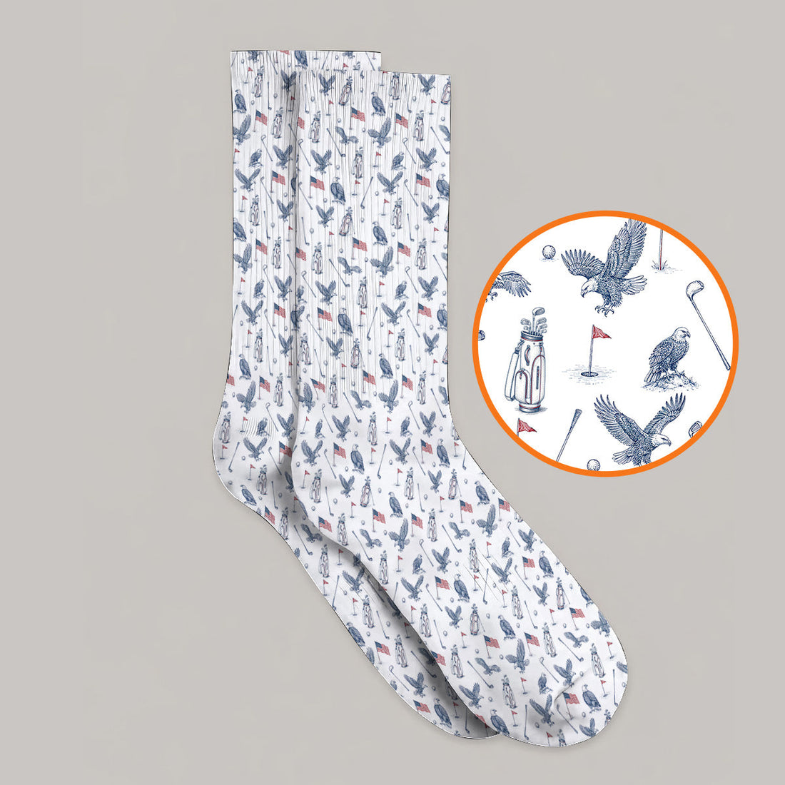 Patriotic Eagle Golf Socks, American Flag Pattern Golf Sock, USA Independence Golf Apparel