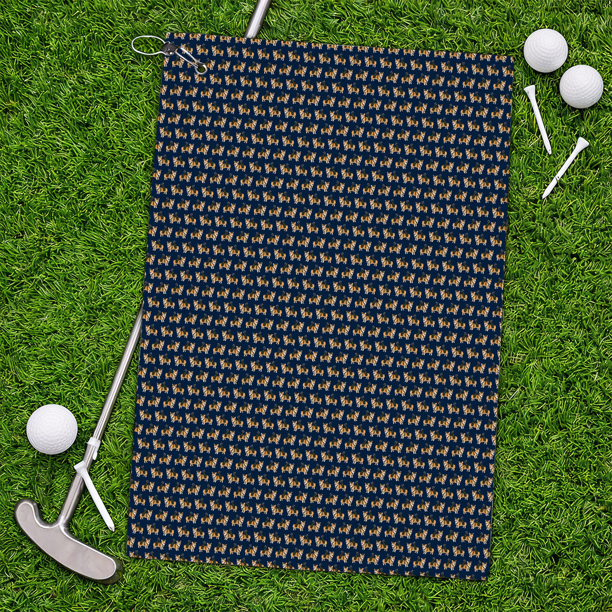 Funny Corgi Golf Towels For Golfer, Corgi Pattern Golf Towel, Dog Lover Golf Gift