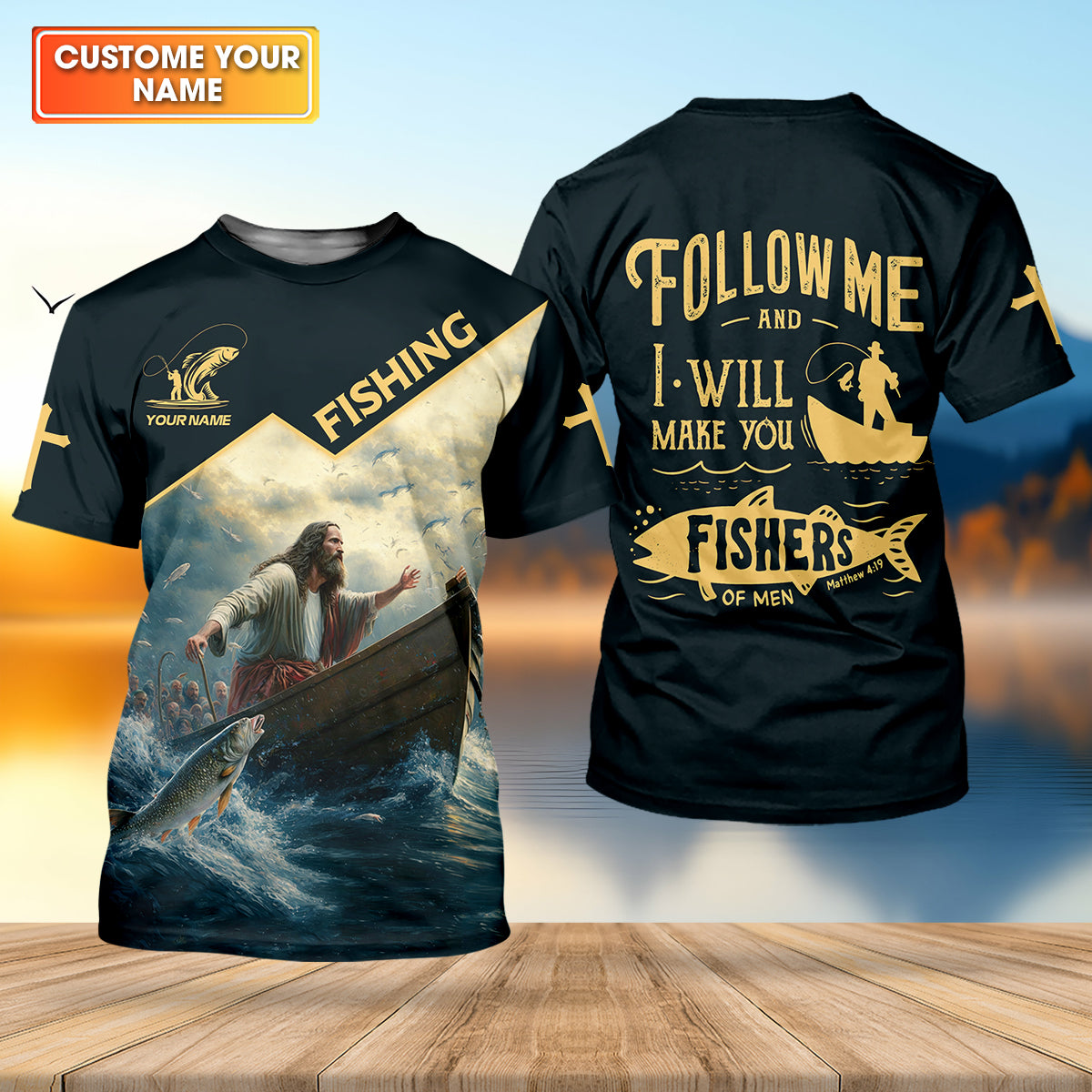 I Will Make You Fishers Of Men Christian Fishing Bible Fishing UPF Shirts, Fishing Shirts For Men