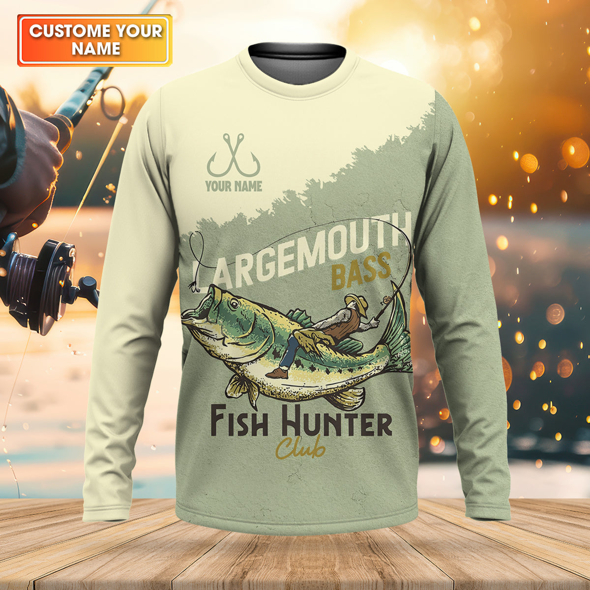 Largemouth Bass Fish Hunter Club Fishing UPF Shirts, Funny Fishing Shirt, Fishing Shirts For Men