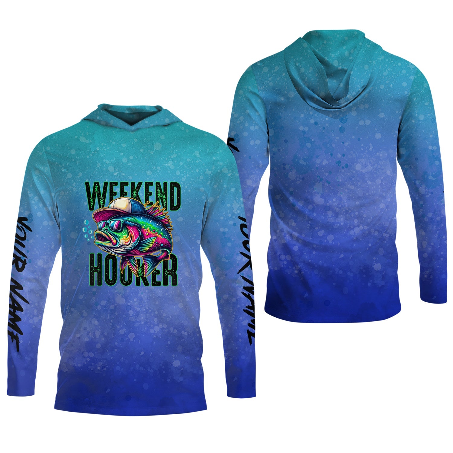 Weekend Hooker Blue Purple Fishing UPF Shirts, Long Sleeve Sun Shirt, Gift For Fisherman